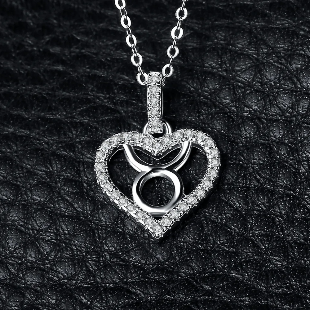 JewelryPalace Zodiac Constellation Taurus Heart Love 0.2ct Cubic Zirconia Pendant Necklace 925 Sterling Silver Without A Chain | Украшения
