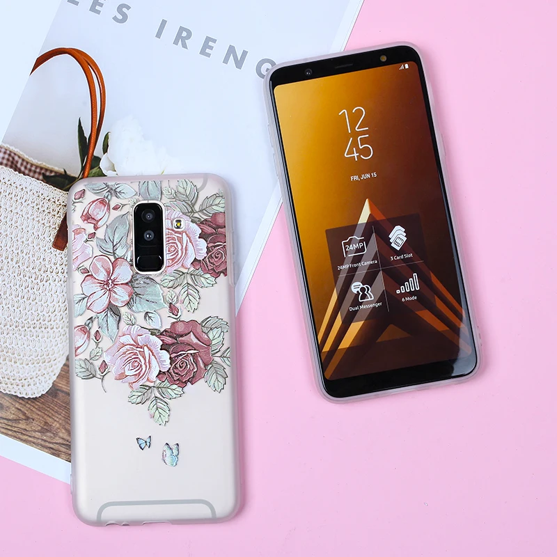 3D Рельефный цветочный силиконовый чехол для Samsung Galaxy S10 S8 S7 Edge S9 Plus A5 2017 J3 J5 J7 A3 A7 2016