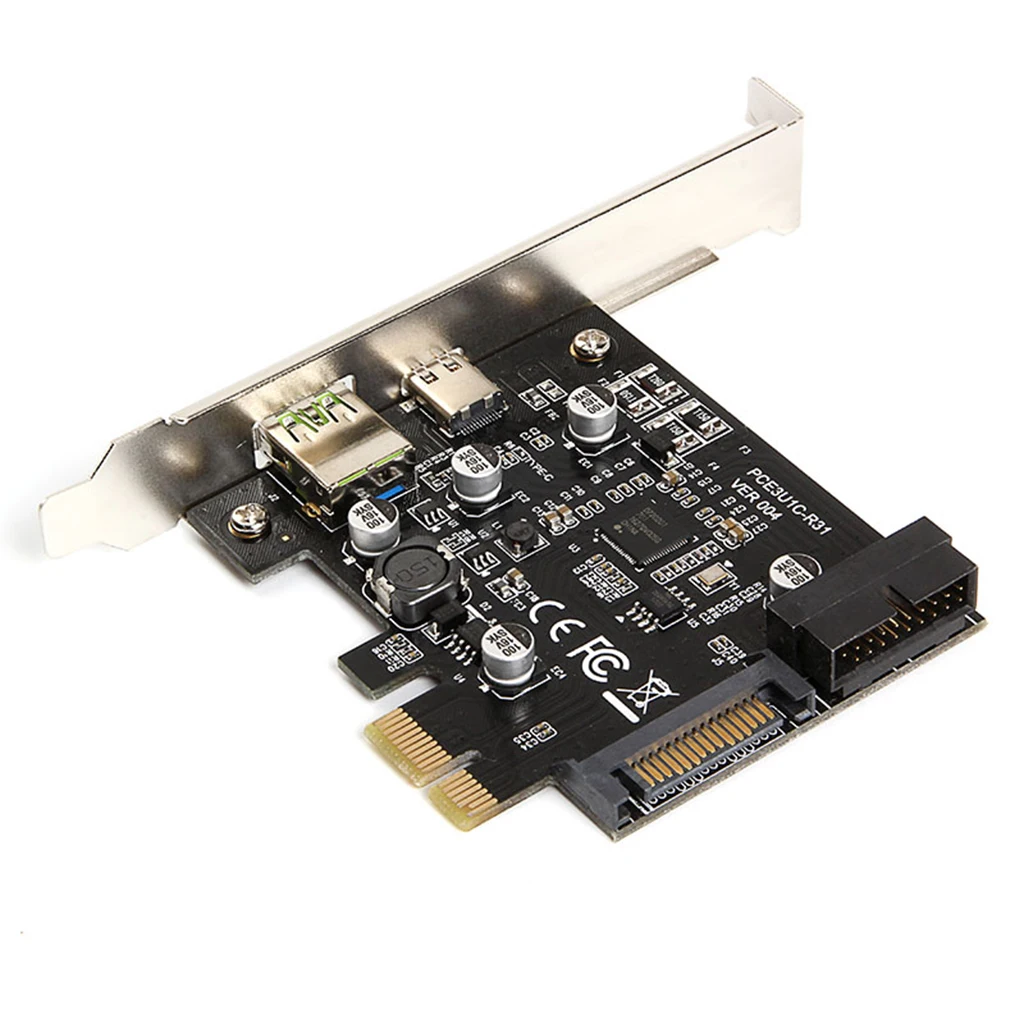 Плата расширения PCI e к USB3.1 Type C/PCIe USB 2.4A Быстрая зарядка + 19PIN E адаптеру c|Платы