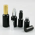 Черная Стеклянная бутылка с алюминиевым распылителем, дорожный стеклянный атомайзер для духов, 100 мл, 50 мл, 30 мл, 20 мл, 15 мл, 10 мл, 200 шт.