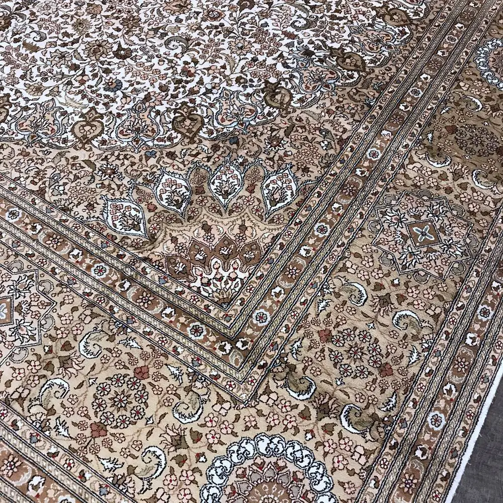 YILONG 9'x12' Традиционный персидский дизайн шелковый ковер белый и желтый