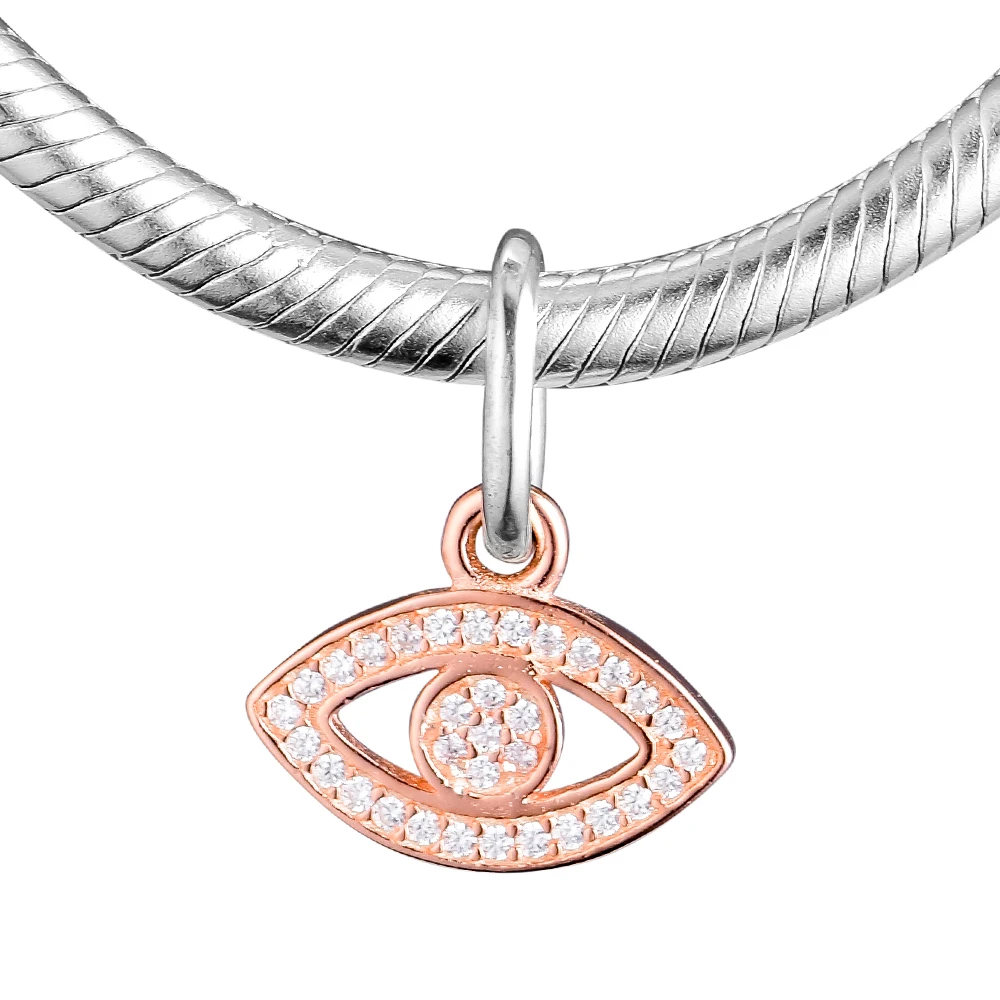 

Fits for Pandora Bracelets Eye Charms with Rose Gold Plated 100% 925 Sterling Silver Beads Free Shipping