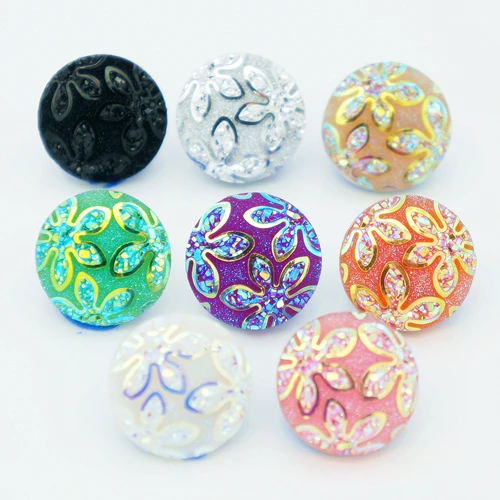 10 шт смешанные 18 мм цветы Камея мульти Цвет щелкает кнопками fit DIY Браслеты с