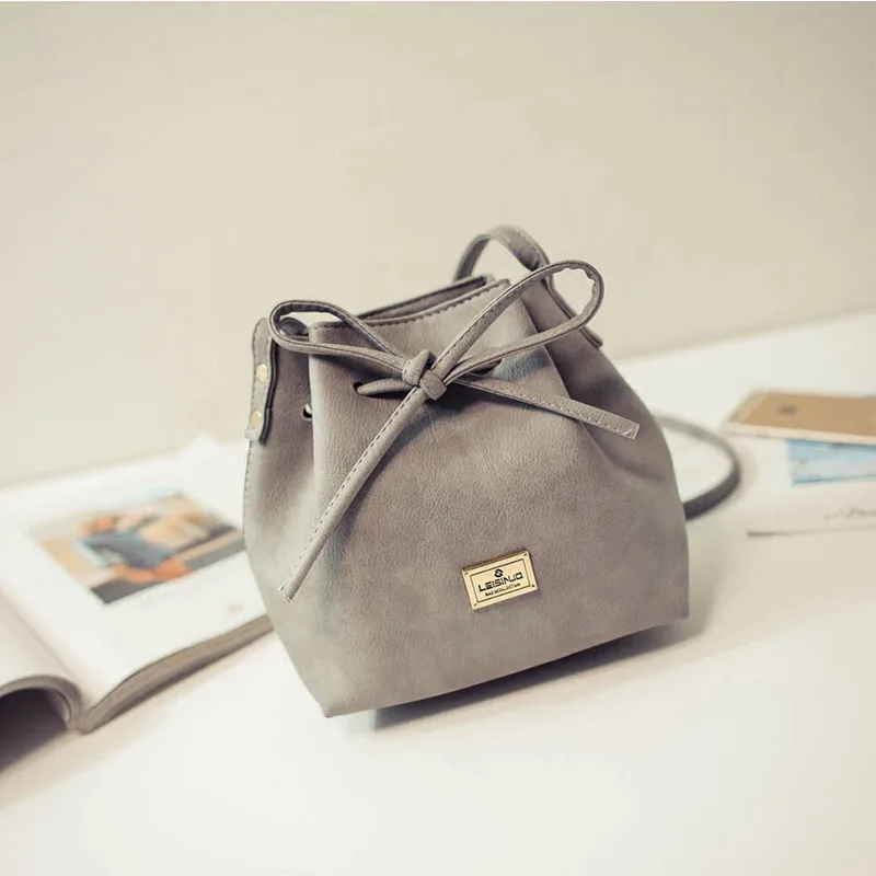 Женские сумки весна лето 2019 сумка мешок с бантом и завязками маленькая через