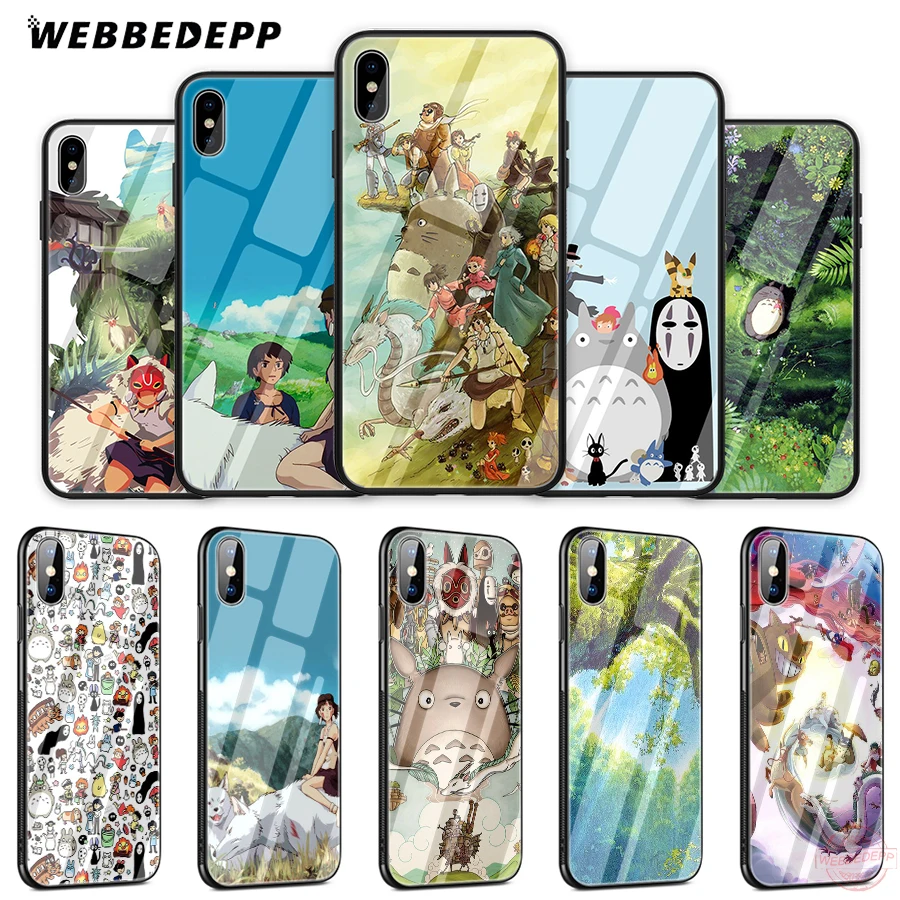 WEBBEDEPP Hayao Miyazaki Film Tempered Glass Phone Case for Apple iPhone XS Max XR X 8 7 6S Plus 5S SE Cover | Мобильные телефоны и