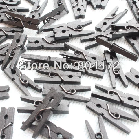 500 Деревянные прищепки с фокусным расстоянием 25 мм | Черный поделки Хэллоуин