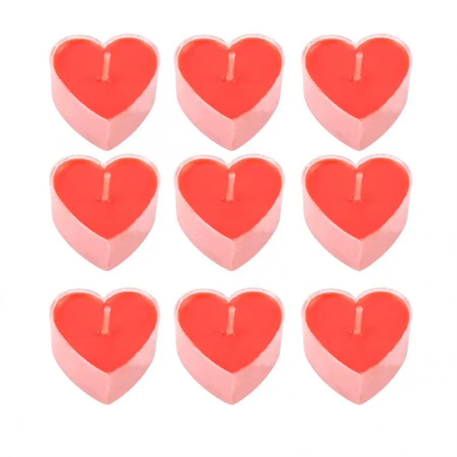 9 шт. Рождественская свеча в форме сердца Красная фотосвеча и принадлежности для