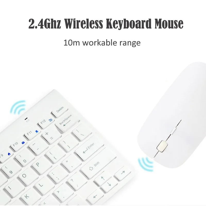 W28 Thin Wireless Keyboard Mouse Ergonomic Multimedia 78 Keys Compact Mini 2.4Ghz 10m Range for PC Computer | Компьютеры и офис