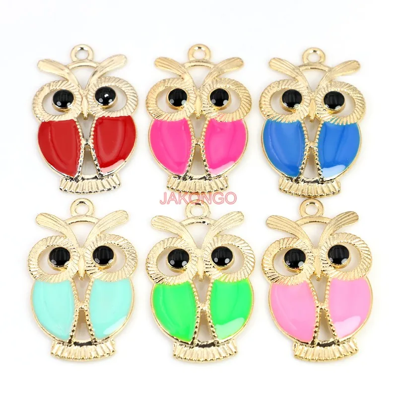 

6Pcs Gold Color Enamel Owl Charms Pendants for Jewelry Making Necklace Earrings DIY Handmade Craft Accessories 34x21mm