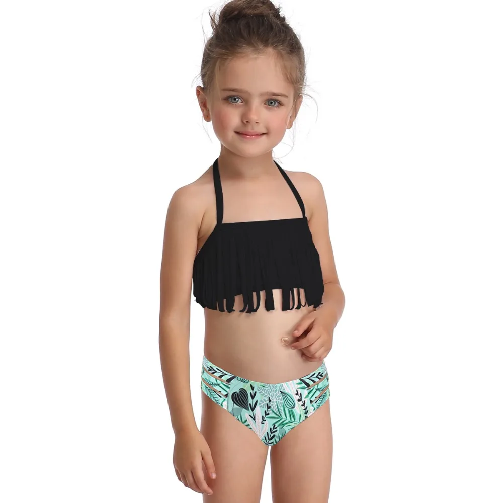 Girls Swimwear Two Piece Swimsuit Bikini Set Tassels Waist Bathing Suit | Спорт и развлечения