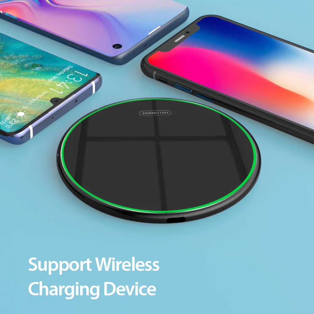 Быстрое беспроводное зарядное устройство FDGAO 15W Qi для huawei P30 pro samsung S9 S10 iPhone X XS MAX XR 8 Plus QC 3,0 10W Беспроводная зарядная панель