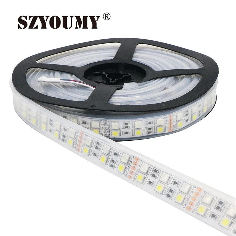 SZYOUMY 5 м Двухрядные Водонепроницаемые гибкие светодиодные ленты 5050 SMD RGBW RGBWW RGB +