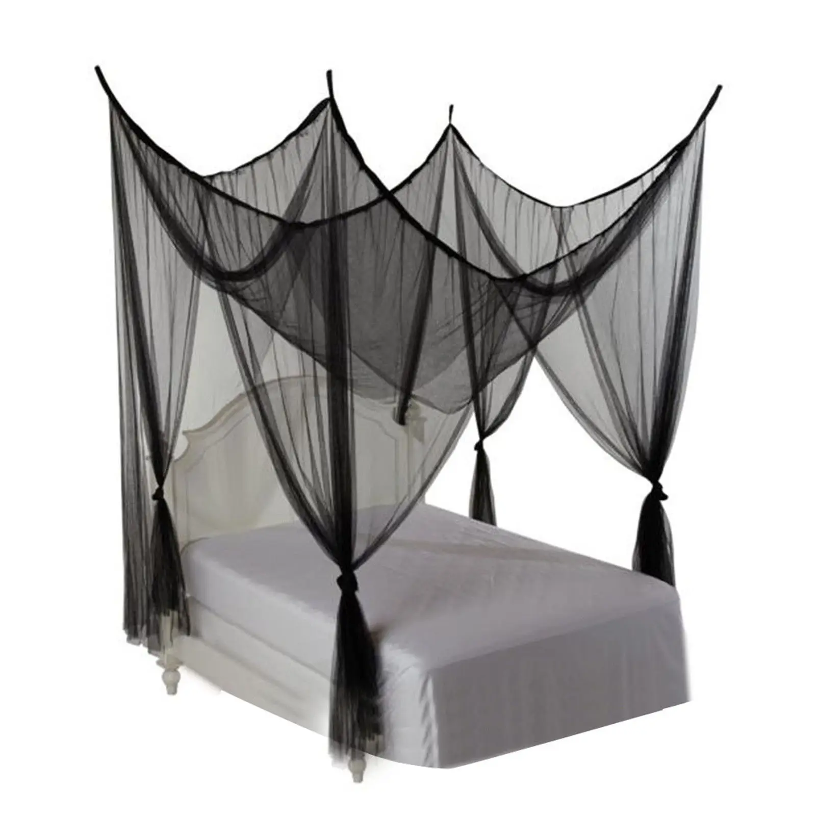 Двойной кровать с противомоскитной сеткой накомарник летать Net небо черный