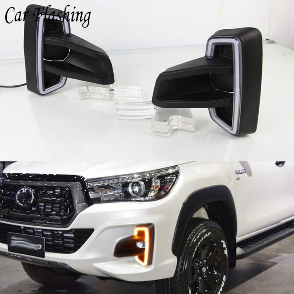 2 шт. для Toyota Hilux Revo порно фильмы 2018 2019 желтый сигнал Стиль DRL реле Автомобильные