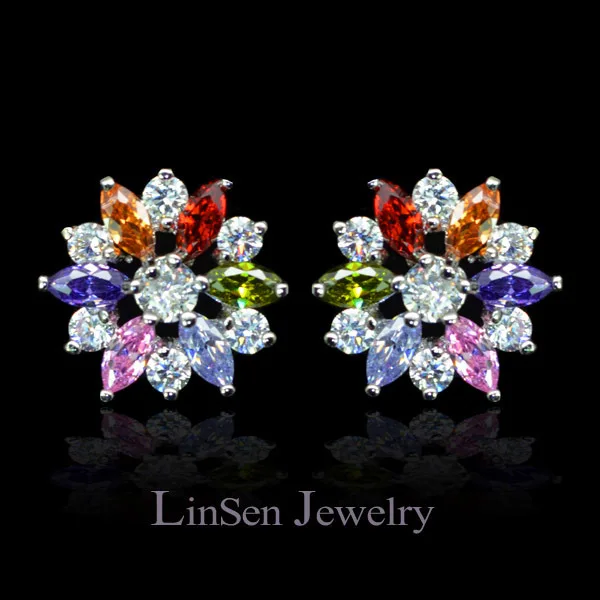 2 цвета Новое поступление Модный женский цветок AAA кубический цирконий комплект