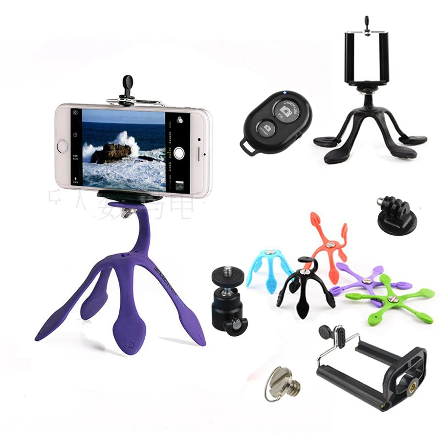 Мини Гибкий штатив для улицы Gecko Spider Stand Hoders Bluetooth пульт дистанционного управления