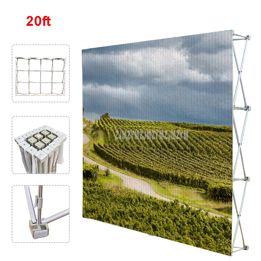 20ft Poster Retractable Backdrop Display Stand Tradeshow Wall Media Wedding Party Tension Fabric Banner Exhibition Booth