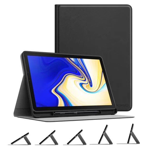 Black Чехол для samsung Galaxy Tab S4 10,5 с держателем S, многоугольная подставка, Мягкий ТПУ легкий чехол для Galaxy Tab S4 10,5 - Цвет: Black