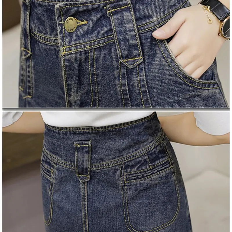 Женская джинсовая юбка трапециевидной формы свободная повседневная однотонная