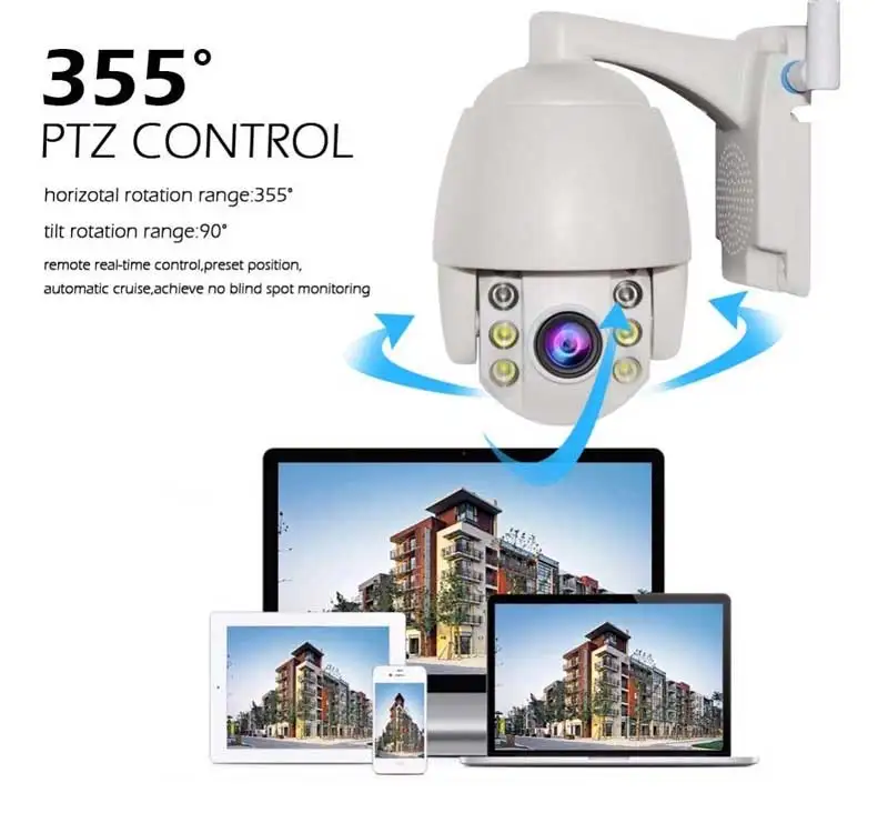 Мини PTZ камера с 5-кратным зумом HD 1080P Водонепроницаемая ip-камера безопасности 360 ° ONVIF CCTV система видеонаблюдения полноцветная ночная съемка