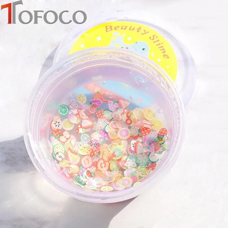TOFOCO 12 видов/набор прозрачный слизи Kawaii фруктовые ломтики Смешанная мягкая глина