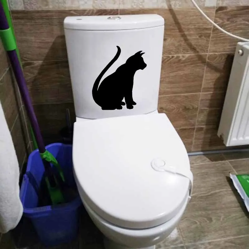YOJA 19X22.4CM Туалет Стикеры изображение кота силуэт домашнее животное кошачьих
