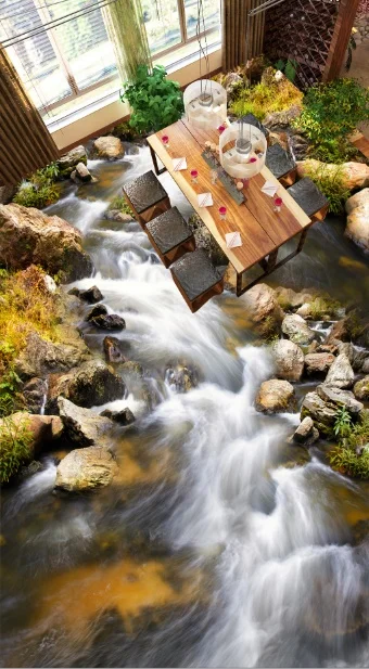 [Самоклеющиеся] 3D Каменный крик пейзаж 4 Нескользящие водонепроницаемые фото