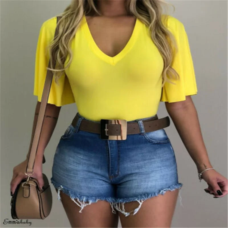 Женская Элегантная туника однотонный черный топ с расклешенными рукавами летний