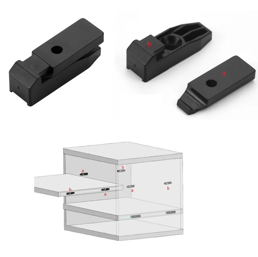 

20Pcs/Lot Nylon Grooved Conceal Invisible Furniture Cabinet Cupboard Shelf Clip Bracket Holder Slide Locking Clip On