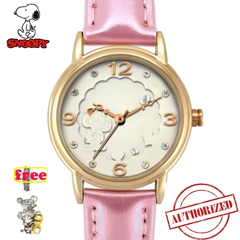 SNOOPY официальный натуральная обувь для девочек relojes мультфильм детей часы модная детская Милая японские кварцевые часы relogio feminino bew006