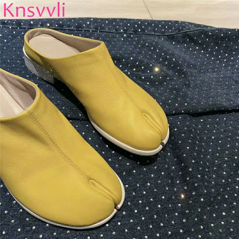 Knsvvli/белые шлепанцы из натуральной кожи с разрезом Женская Удобная модная обувь