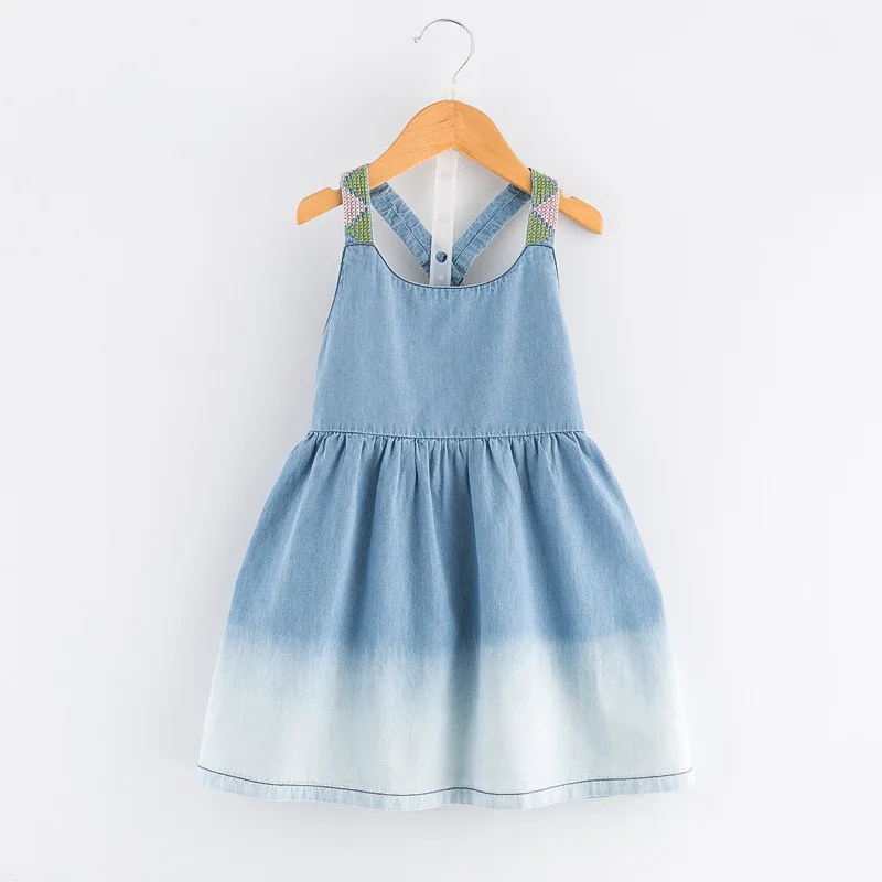 Lovely Dress 2019 Summer Baby Princess Jean Denim Gradual Change Design Clothes Criss-Cross Back Girls | Детская одежда и обувь