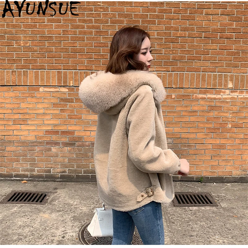AYUNSUE шуба из натуральной овчины женская куртка 2020 зимняя Женский Воротник