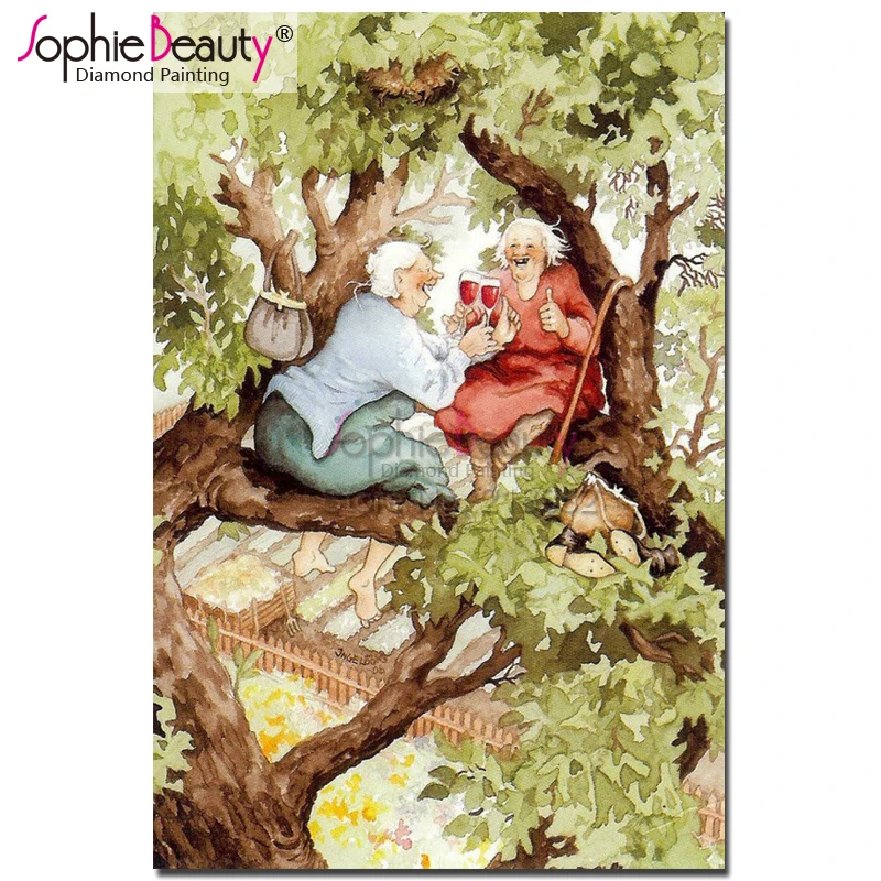 

Картина из страз "Красавица Софи", для рукоделия, алмазная вышивка, мозаика «Счастливая Леди на дереве», вышивка крестиком, украшение для дом...