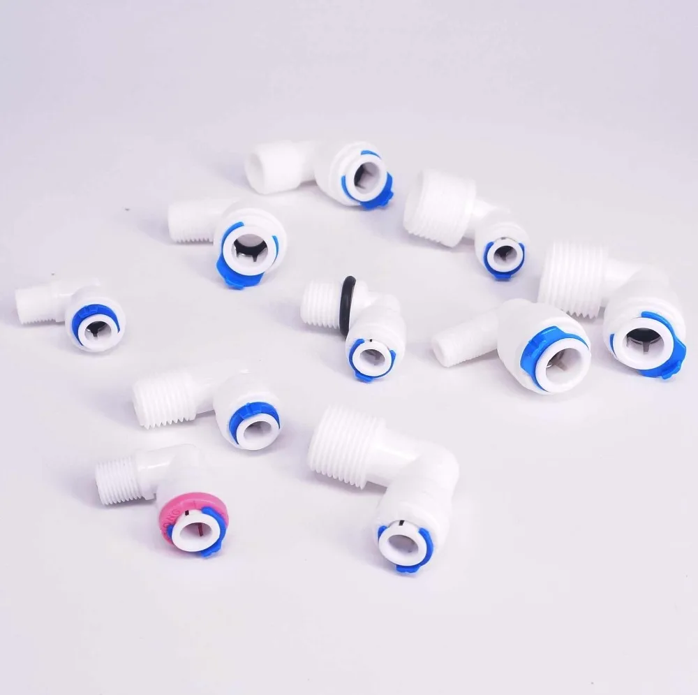 Подходит для 1/4 &quot3/8&quot OD Tube 1/8 &quot1/4&quot 3/8 &quot1/2&quot BSP Male Elbow L коннектор аквариума