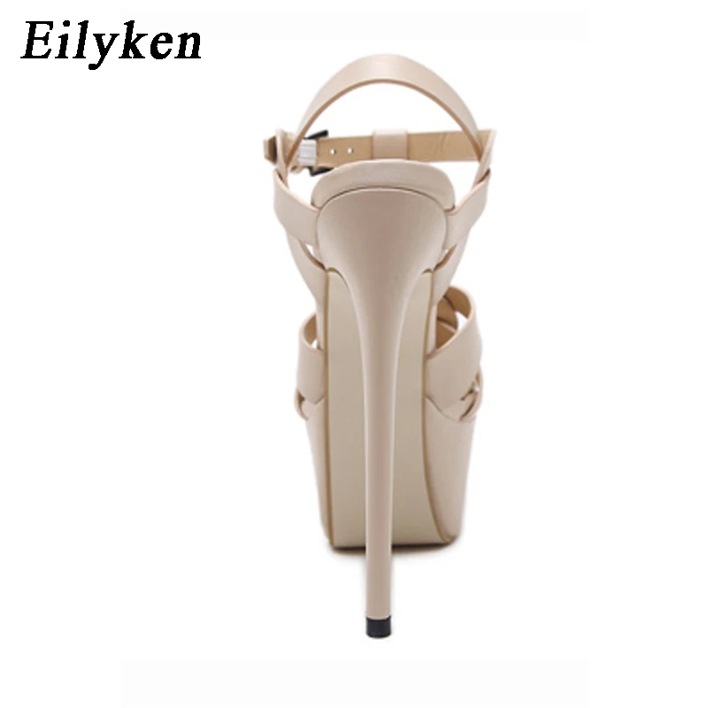Eilyken Gladiator Sandals Women Sexy Footwear Fashion Lady Party Buckle Strap High heel Pumps shoes Black Apricot size 35-40 | Обувь