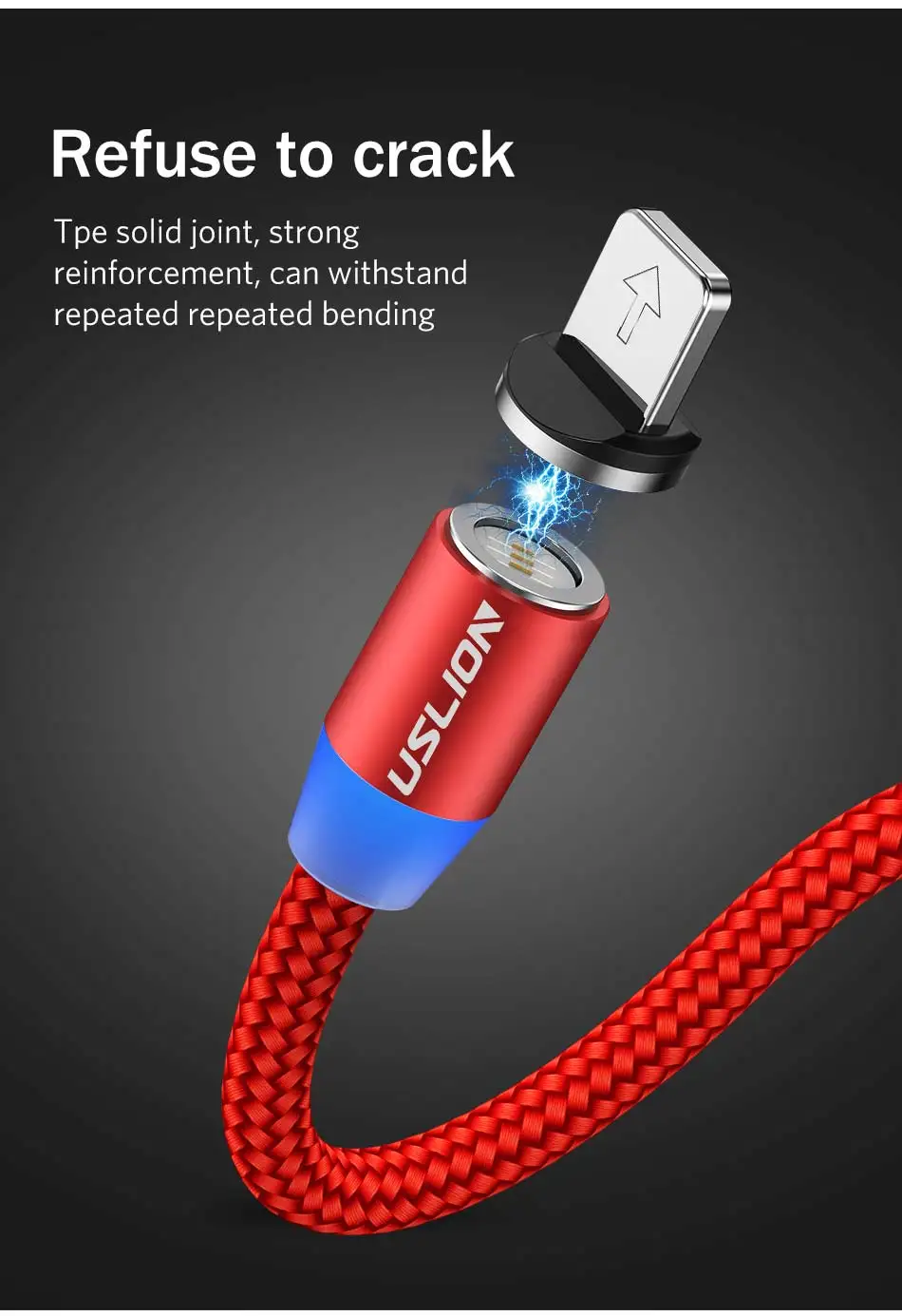 USLION 1 м Быстрая зарядка Магнитный Micro usb type-C кабель зарядное устройство для huawei P30 mate 20 Pro 3A светодиодный магнитный кабель usbc для передачи данных