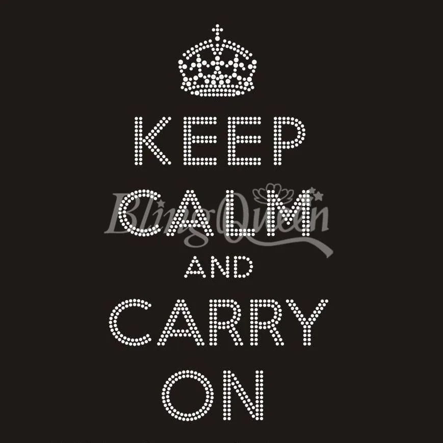 BlingQueen 25 шт./лот корейские стразы переводки Keep Calm and Carry On Design|rhinestone transfers|korean