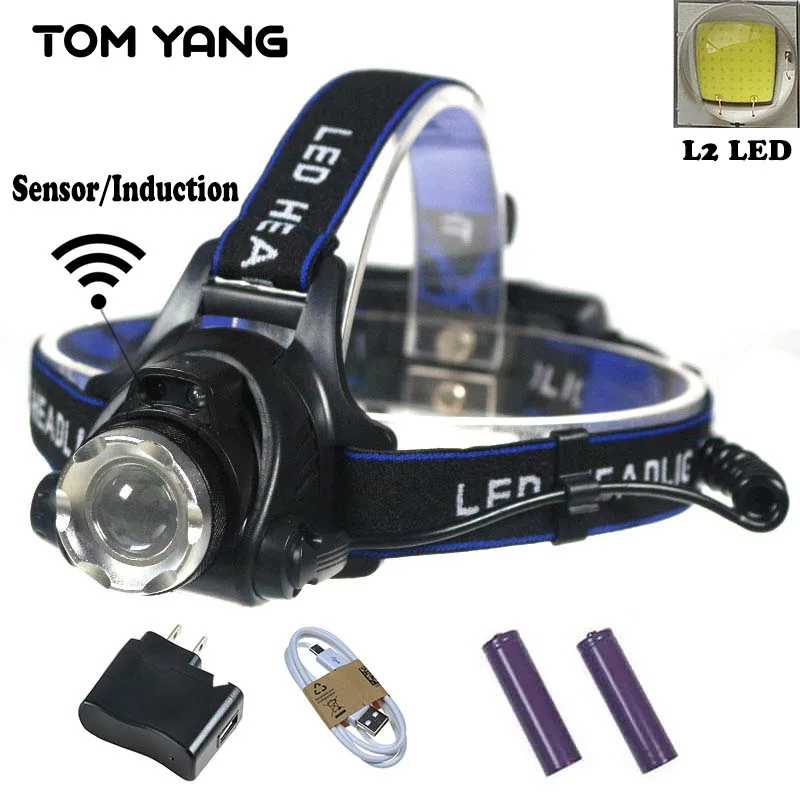 8000LM Cree XM L2 Body Motion Sensor Led Headlamp USB Rechargeable Headlight Lamp Light Zoom Head Torch Flashlight For Camping | Освещение