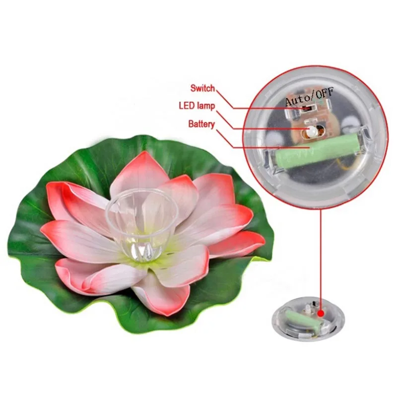 Светодиодная лампа в форме цветка лотоса GHS99 плавающая на солнечной батарее