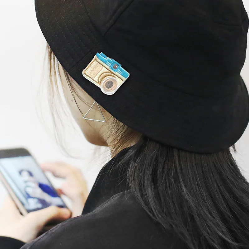 Набор из 4 милых пластырей для одежды с вышивкой камеры шляпа и сумка швейные