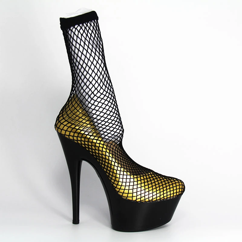 

Platform Pumps Women Sexy Shoes High Heels 15cm Fashion Mesh Socks Stripper Shoes Ladies Party Fenty Beauty Shoes Big Size 45