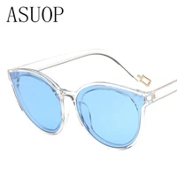 asuop new fashion mens sunglasses retro transparent ladies sunglasses classic brand design uv400 oval popular glasses