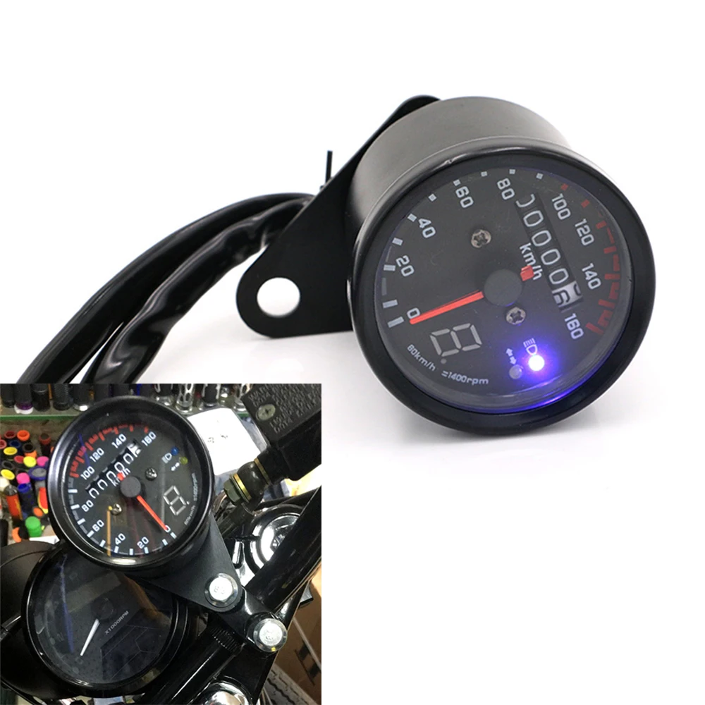 

DC 12V Universal Motorcycle Speedometer Tachometer Gauge with LED Backlight Gear Dual Speed Meter with LED Indicator 2 color