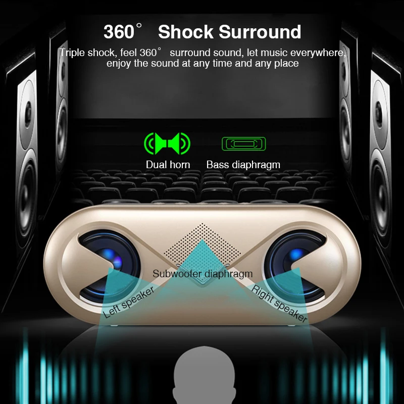 Мини Bluetooth динамик портативный беспроводной звуковая система 3D стерео музыка