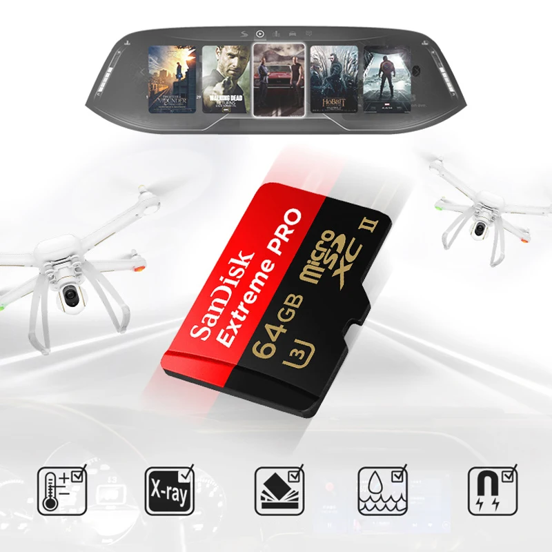 SanDisk исходном TF Micro SD Card Extreme Pro карты памяти U3 64 GB телефон Камера видео 4k Запись |