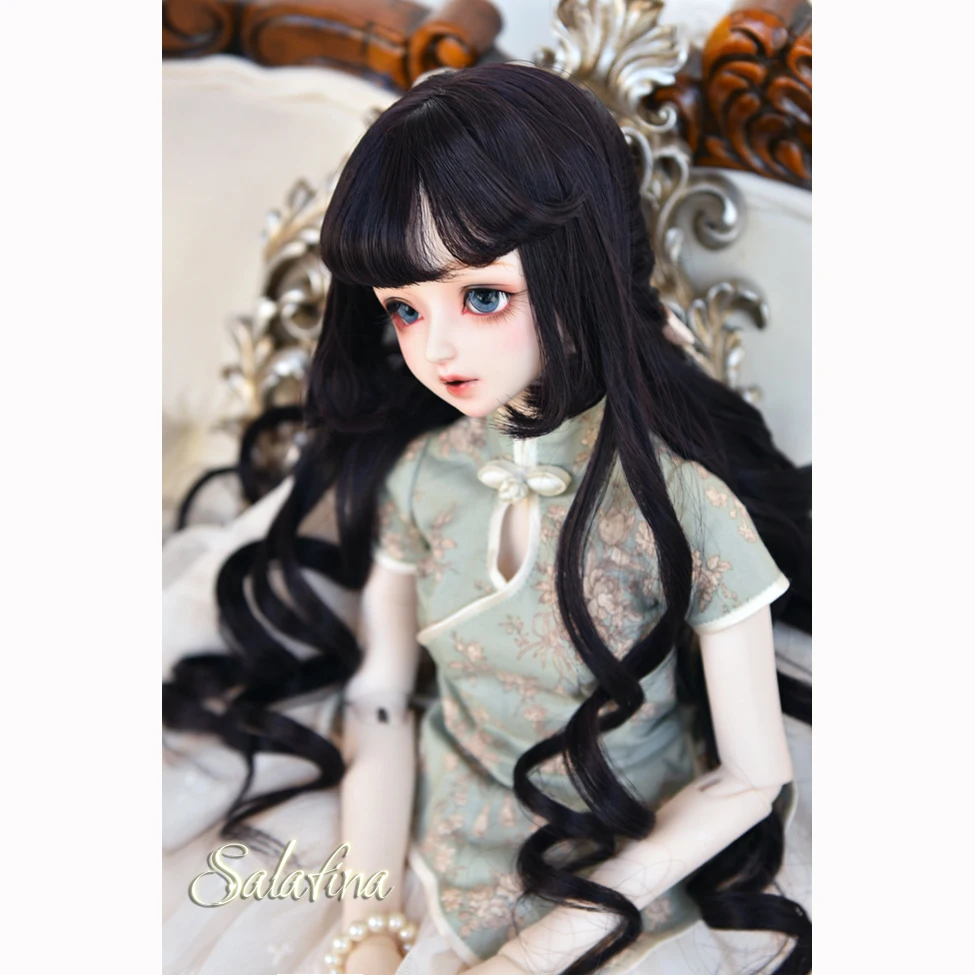 Allaosify 1/3 1/4 1/6 Bjd Doll Wig High Temperature Silk Brownish Black Long Curly Hair Free Shipping Synthetic | Игрушки и хобби