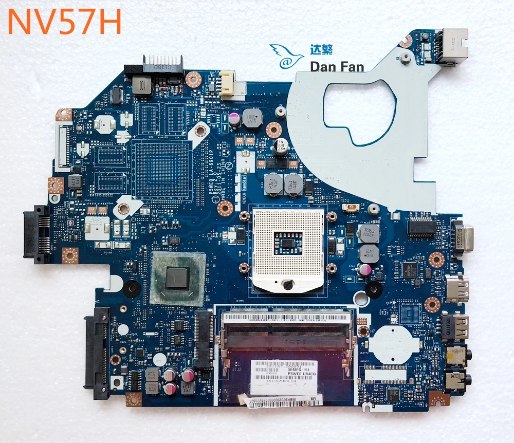 

Материнская плата для ноутбука шлюз NV57H, модель P5WE0 LA-6901P, материнская плата 100% протестирована, полностью работает