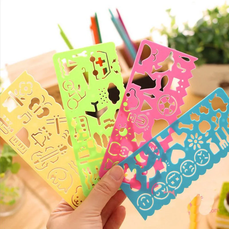 4PCS/Set Children Fun Plastic Drawing Template Spirograph Espirografo Toy Stencil Ruler DIY Creative Draw Education Toys |