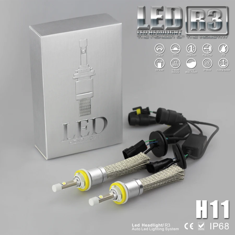 9600lm H8 H9 H11 белый 6000 К автомобиля светодиодный фар Conversion Kit XHP-50 4800lm лампы